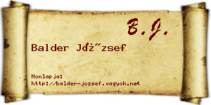 Balder József névjegykártya