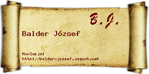 Balder József névjegykártya